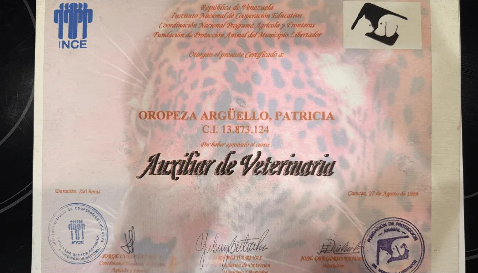 Certificado Auxiliar de Veterinaria